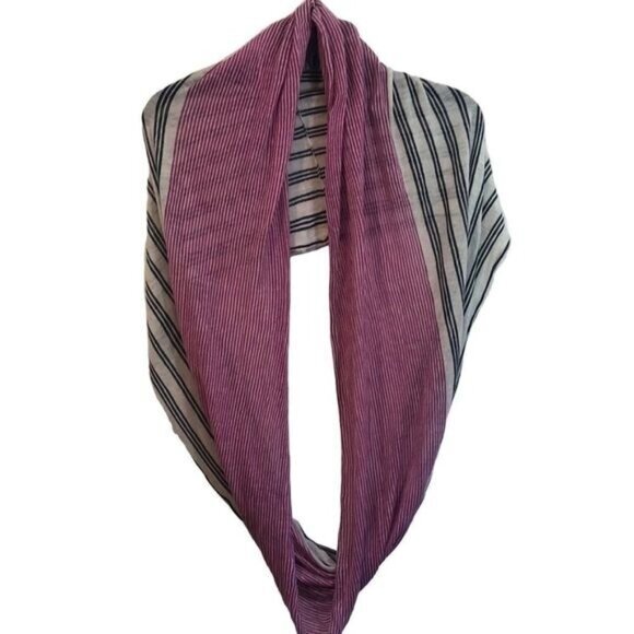 Cato Striped Infinity Scarf One Size Acrylic Pink & Black‎ Made In China - Picture 1 of 11